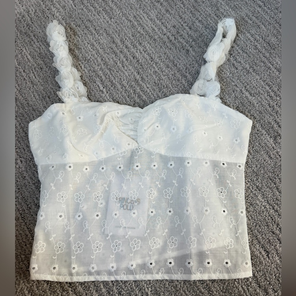 Princess Polly white eyelet lace cami/tank